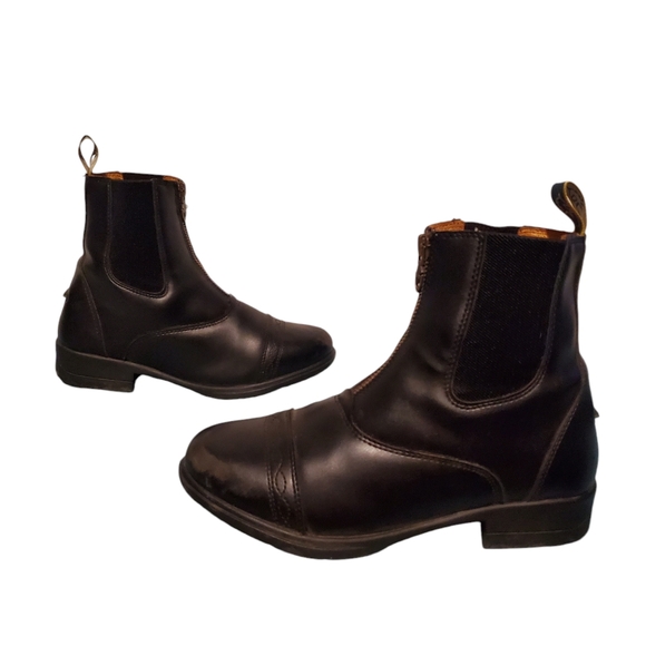 Moretta Faux Black Leather Zip Ankle Booties Boots Women's Size 6 - Picture 3 of 10